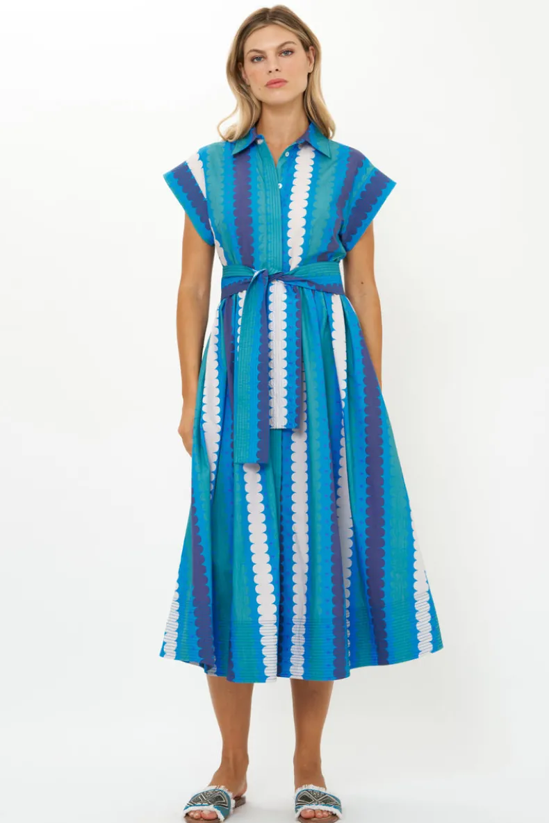 Belted Shirt Dress- Meko Blue