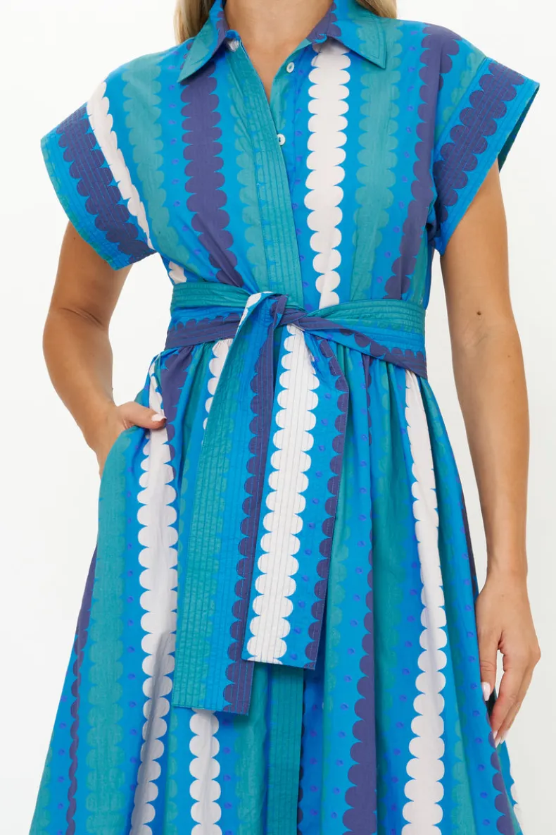 Belted Shirt Dress- Meko Blue