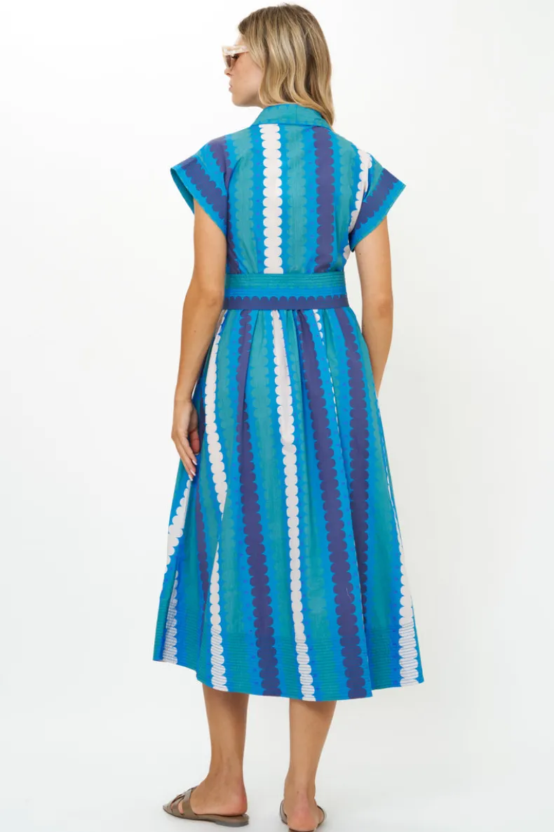 Belted Shirt Dress- Meko Blue