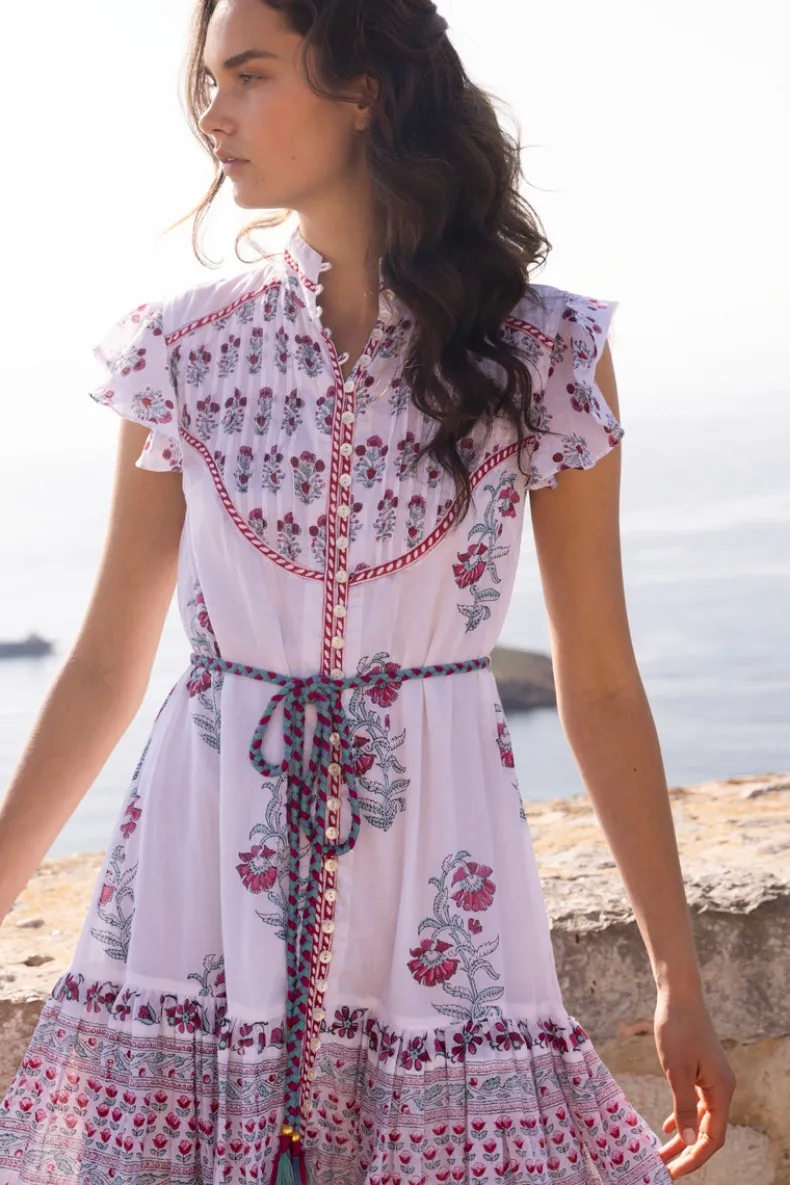 Flirty High Neck Button Mini- Napa Red