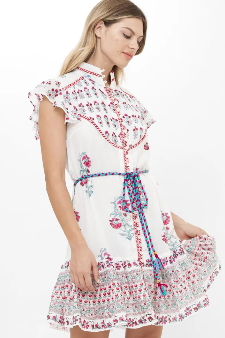 Flirty High Neck Button Mini- Napa Red