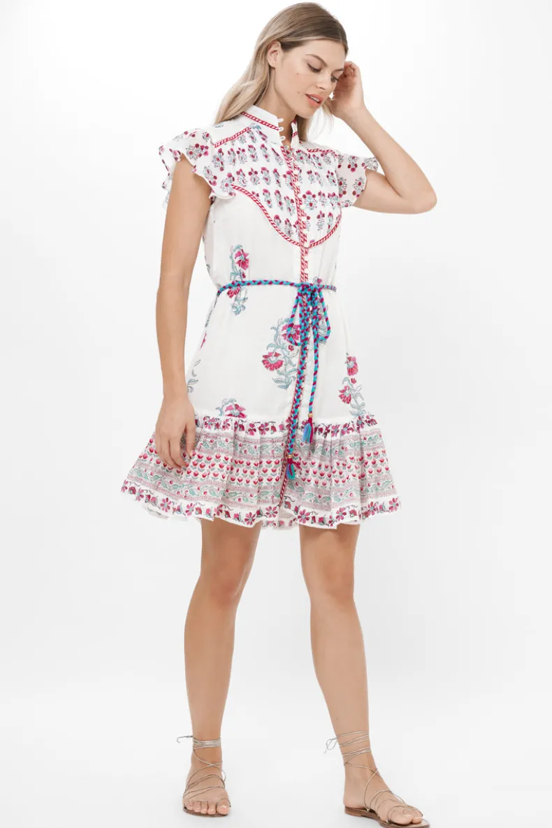 Flirty High Neck Button Mini- Napa Red