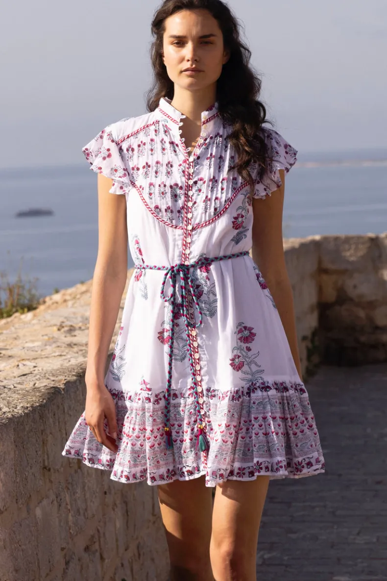 Flirty High Neck Button Mini- Napa Red