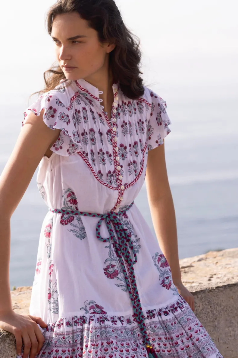 Flirty High Neck Button Mini- Napa Red