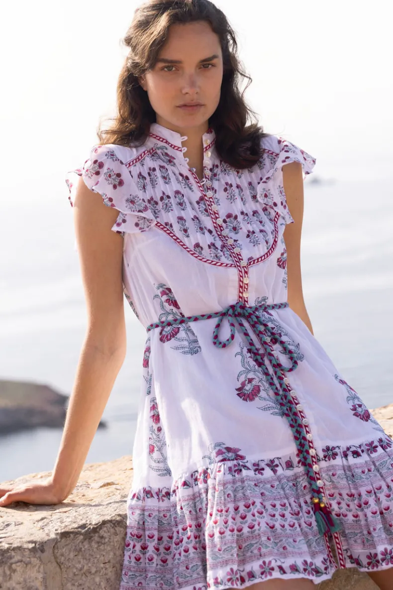 Flirty High Neck Button Mini- Napa Red