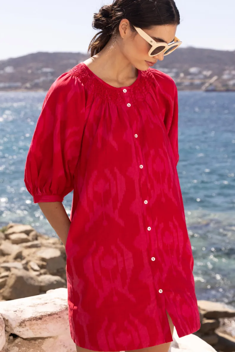 Embroidered Button Mini- Tashkent Red
