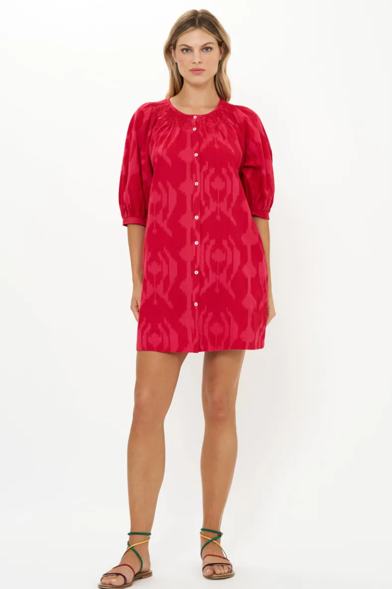 Embroidered Button Mini- Tashkent Red