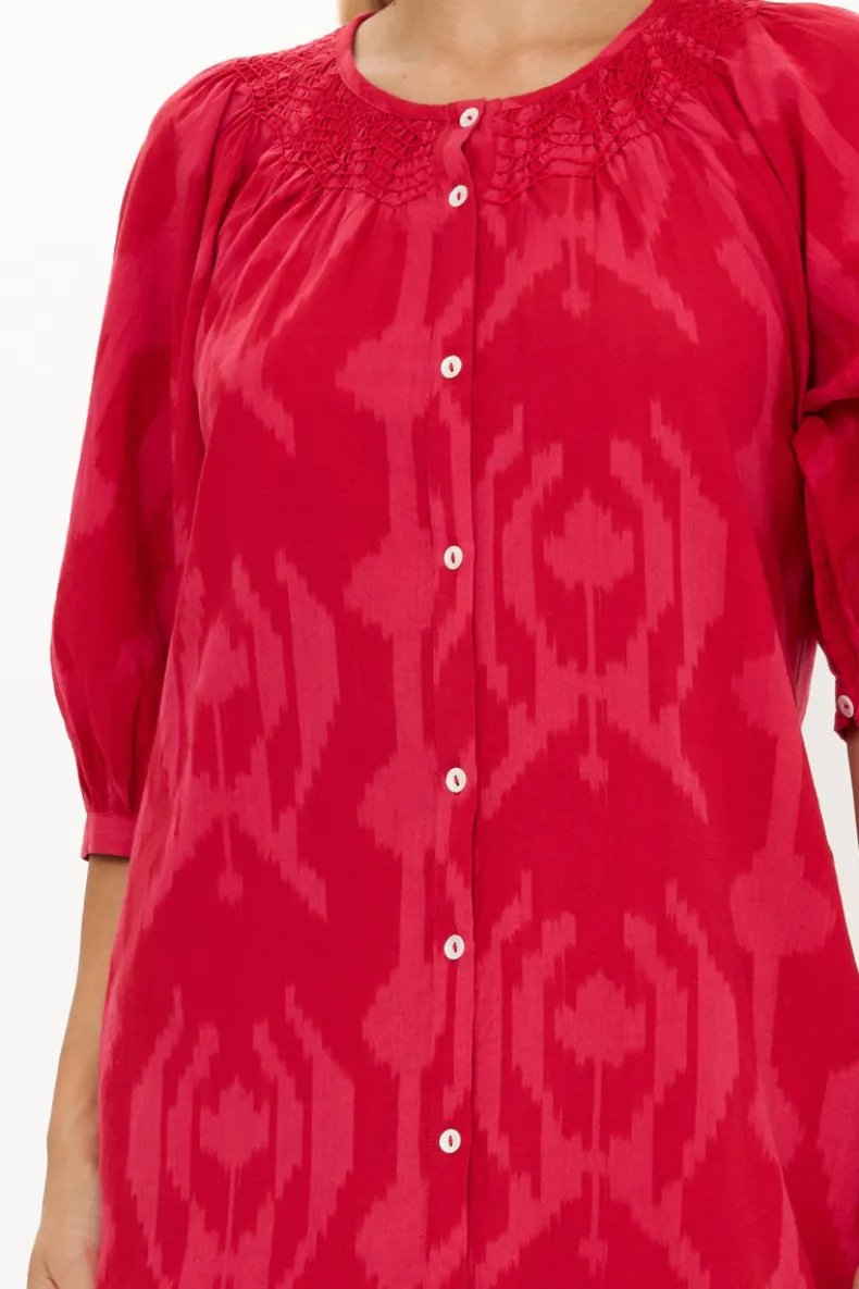 Embroidered Button Mini- Tashkent Red