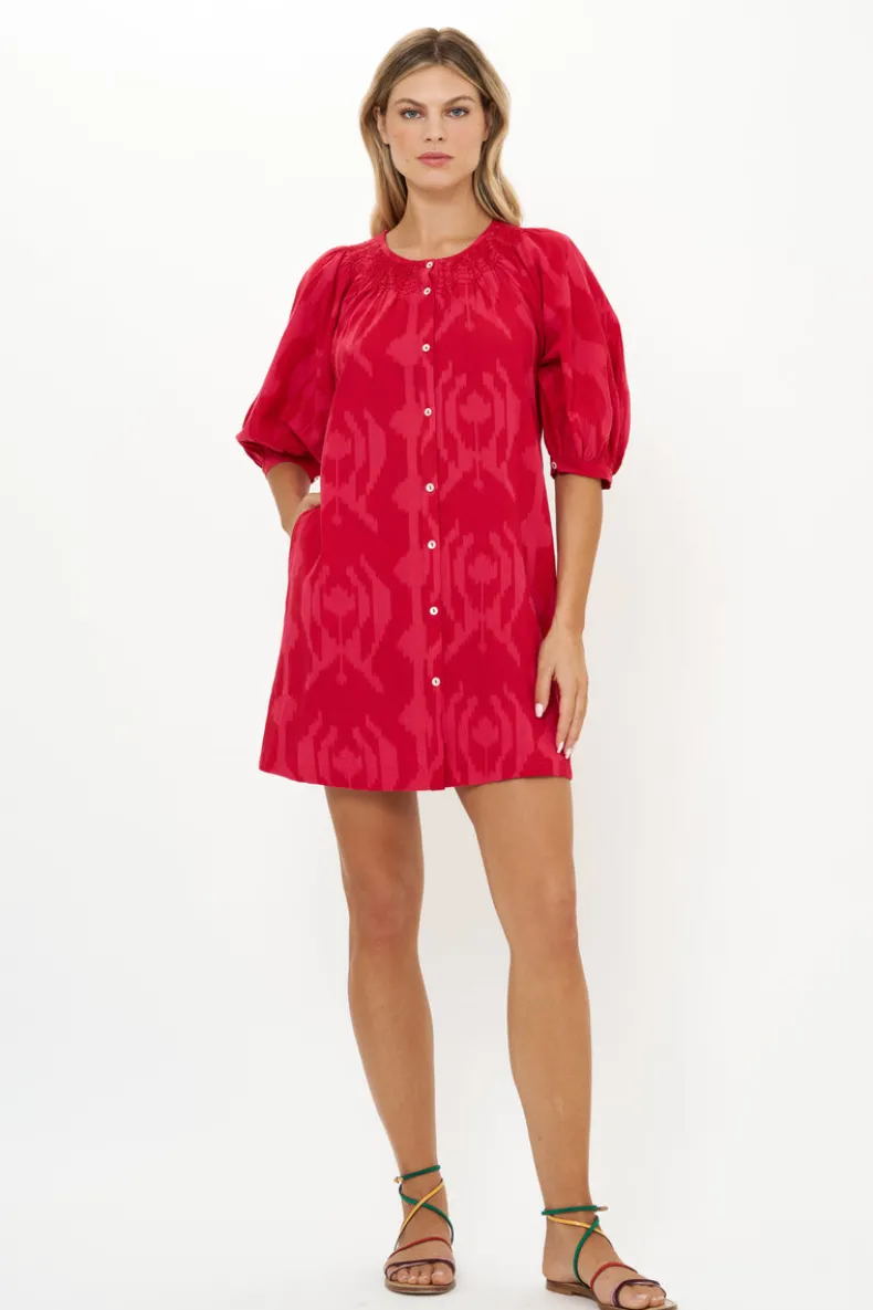 Embroidered Button Mini- Tashkent Red