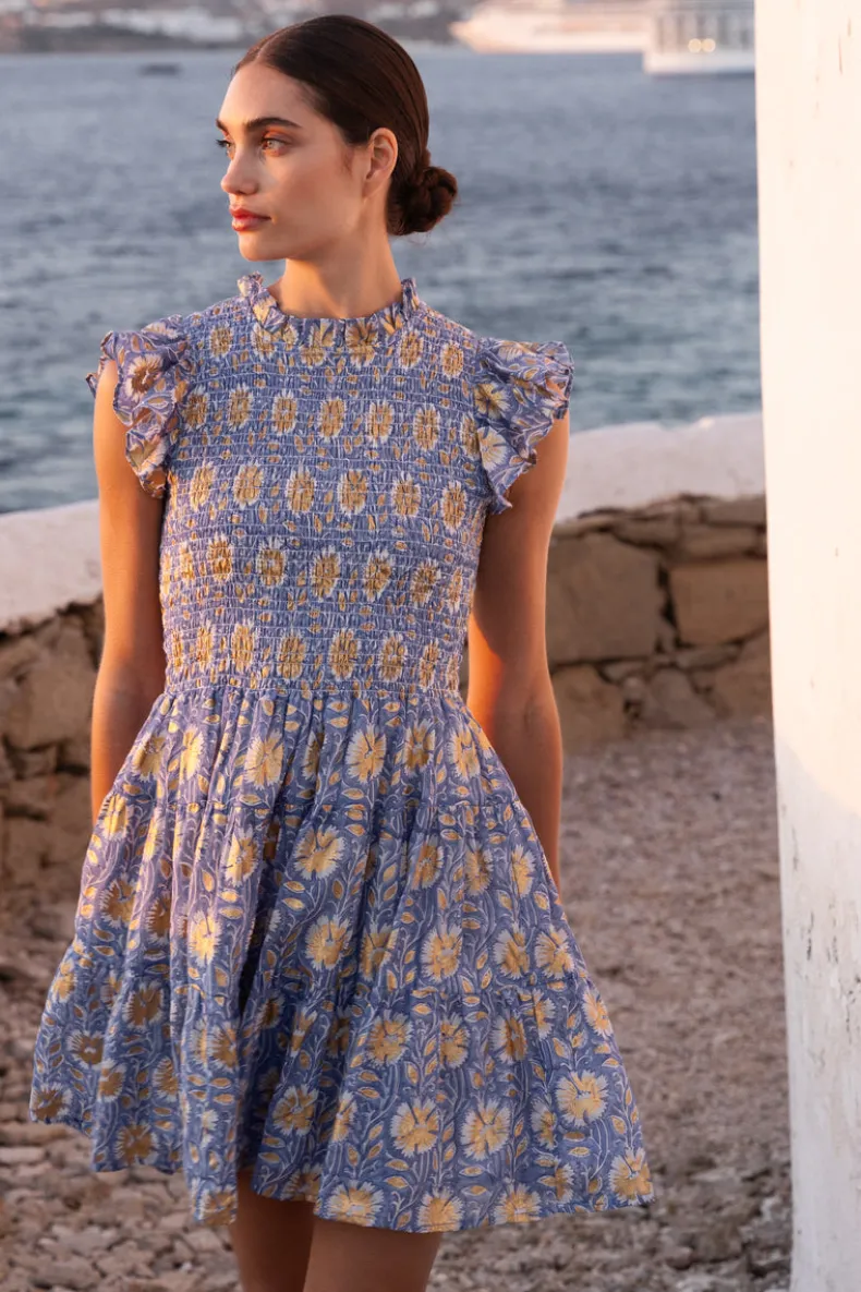 Smocked Flirty Short- Mughal Blue
