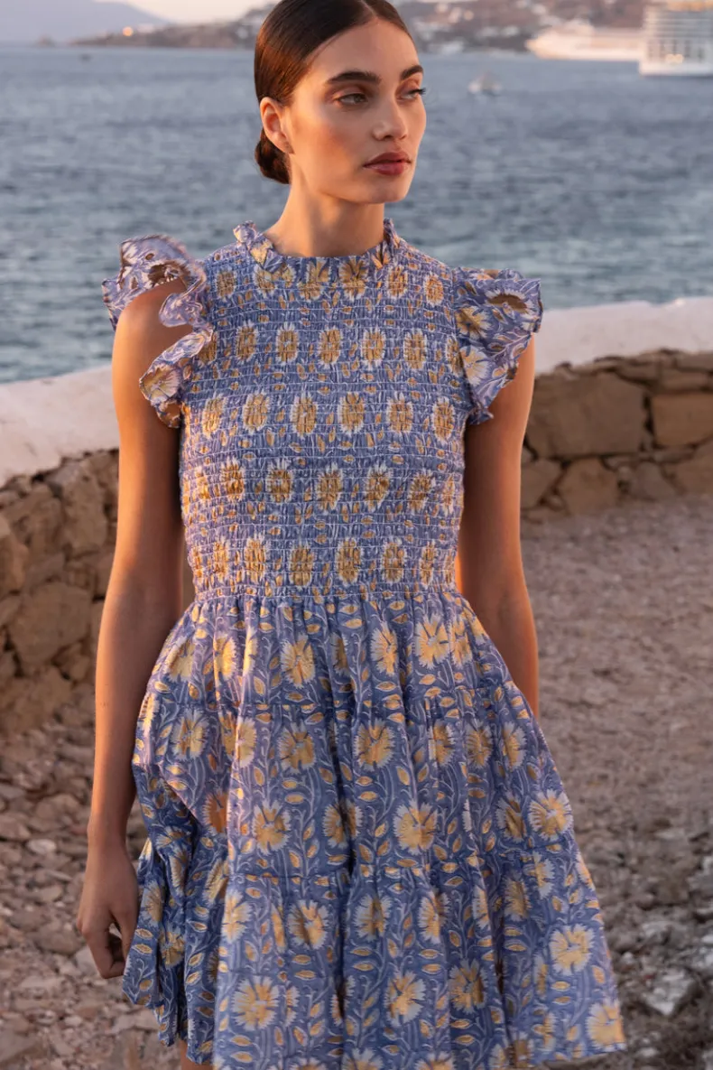 Smocked Flirty Short- Mughal Blue