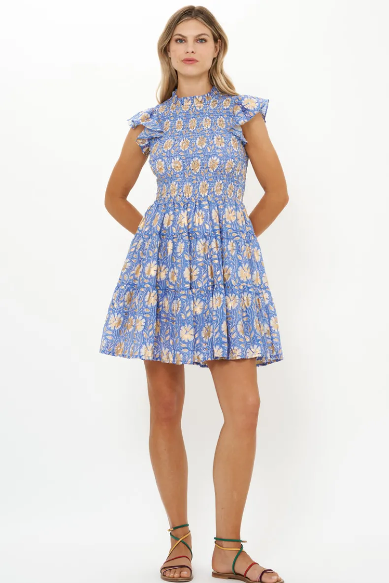 Smocked Flirty Short- Mughal Blue