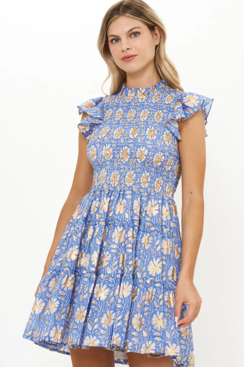 Smocked Flirty Short- Mughal Blue