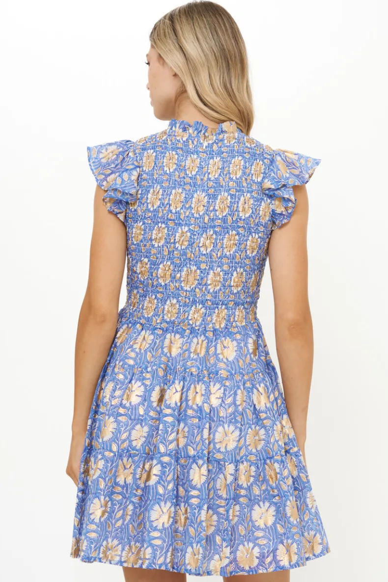 Smocked Flirty Short- Mughal Blue