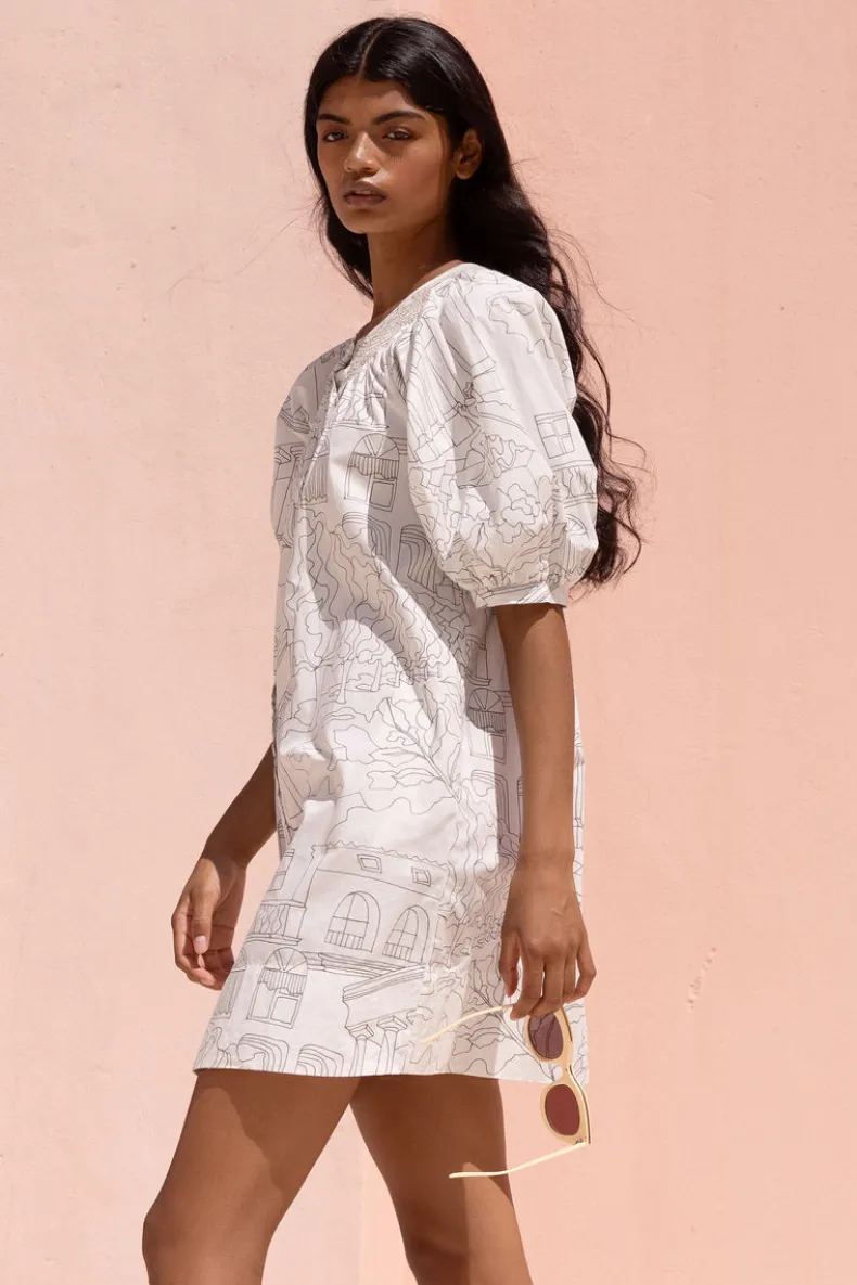 Embroidered Button Mini- Roma White