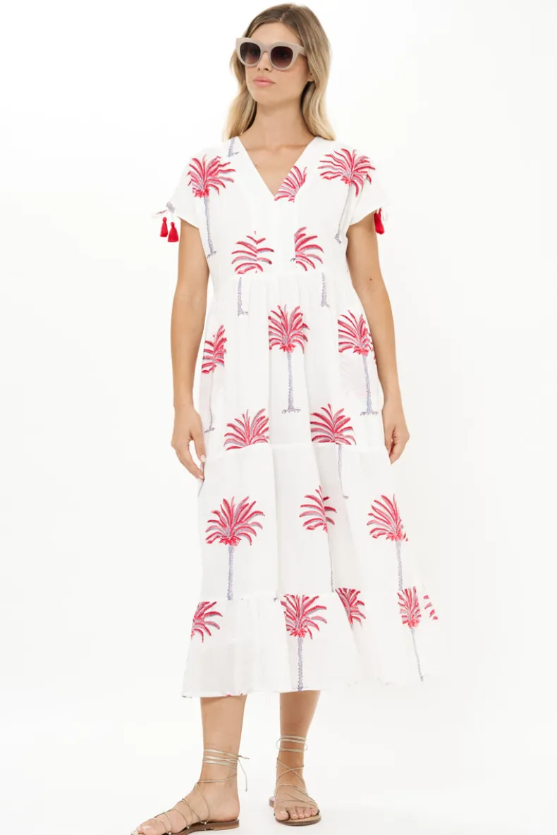Kaftan Midi- Canary Coral