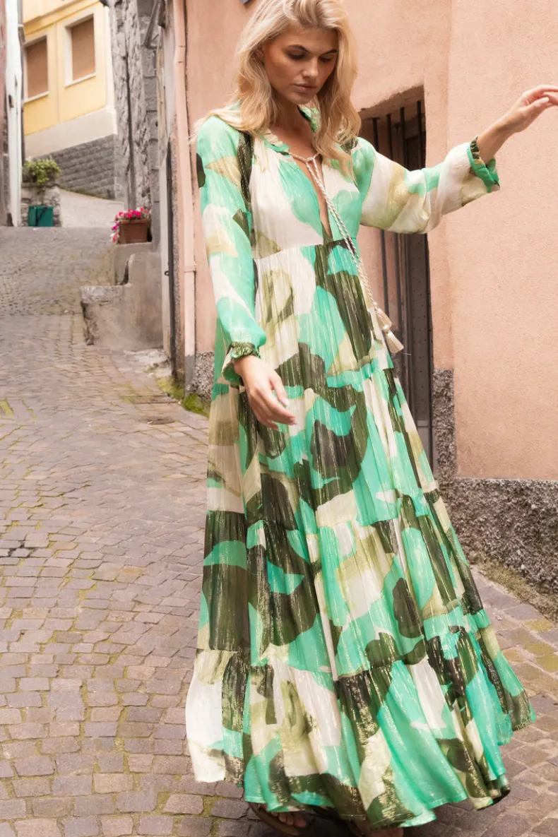 Long Sleeve Tassel Maxi- Ginkgo Green