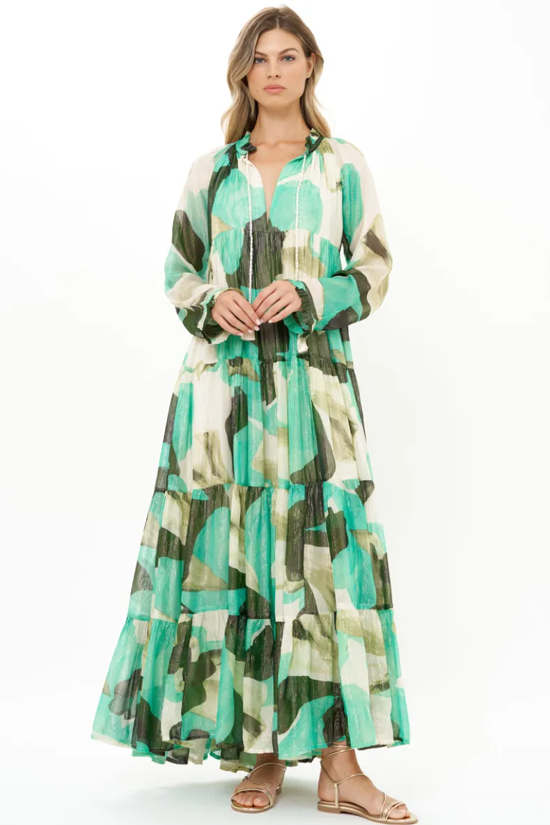 Long Sleeve Tassel Maxi- Ginkgo Green