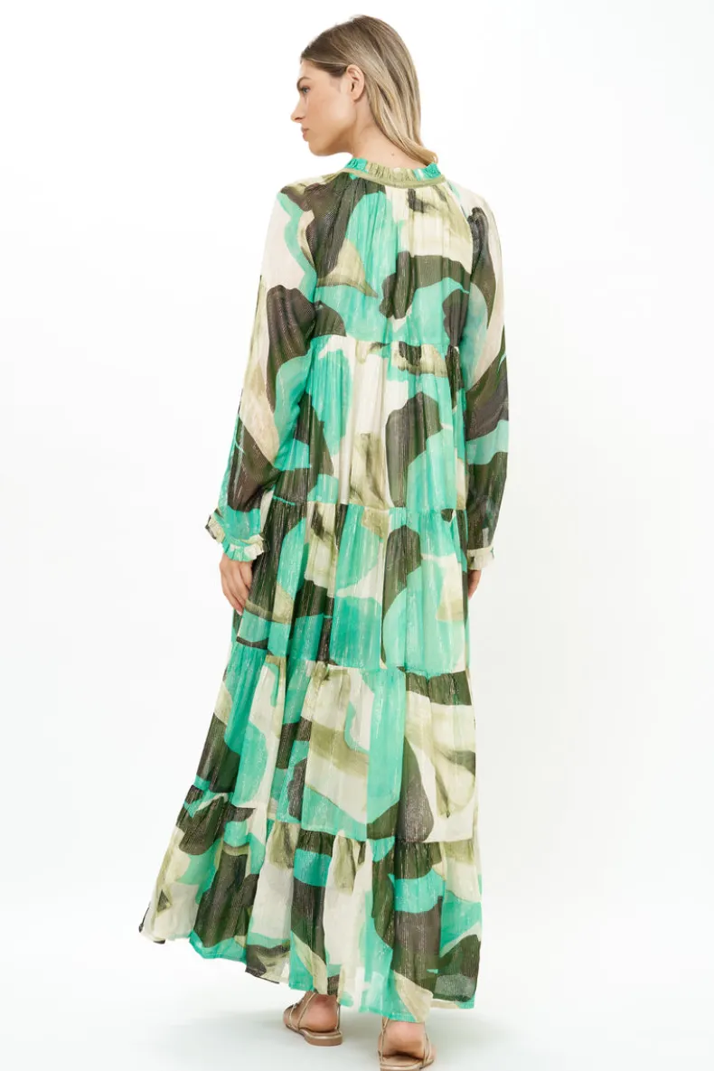 Long Sleeve Tassel Maxi- Ginkgo Green