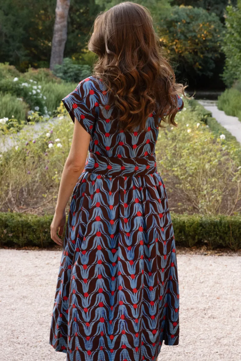 Belted Shirt Dress Midi- Tulip Red