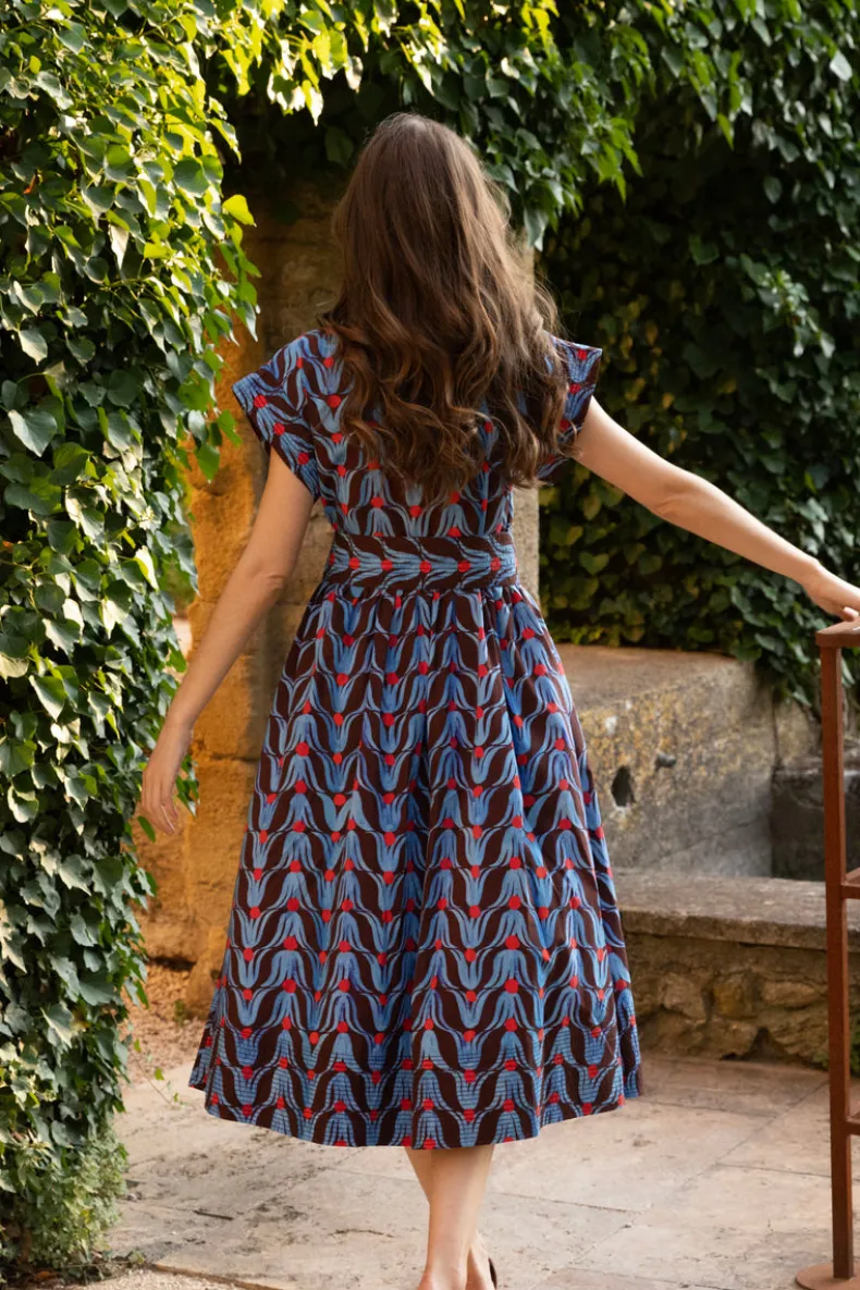 Belted Shirt Dress Midi- Tulip Red
