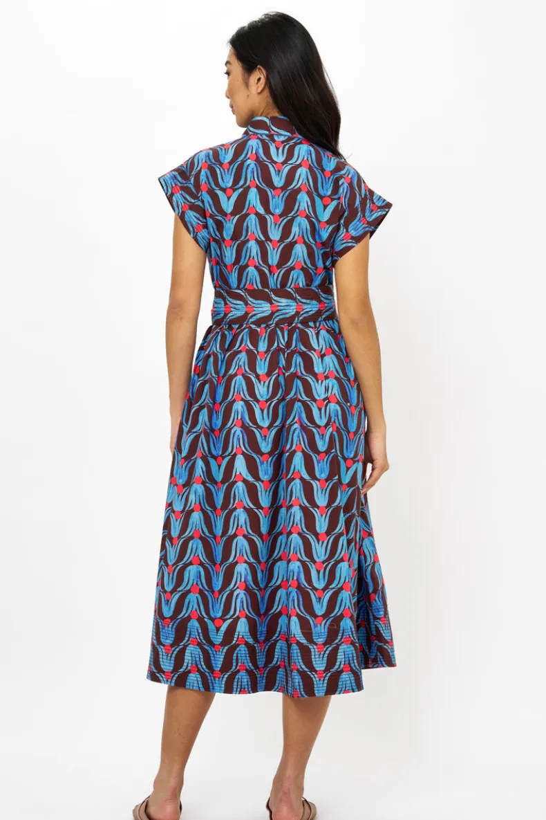 Belted Shirt Dress Midi- Tulip Red