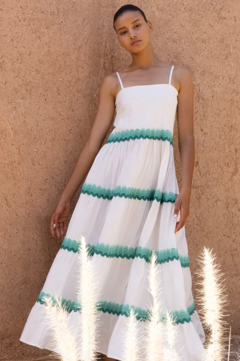 Smocked Back Maxi- Pacifica Aqua