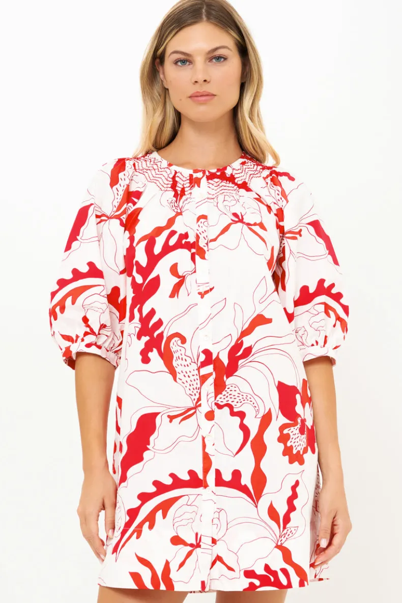 Embroidered Button Mini- Orchid Red