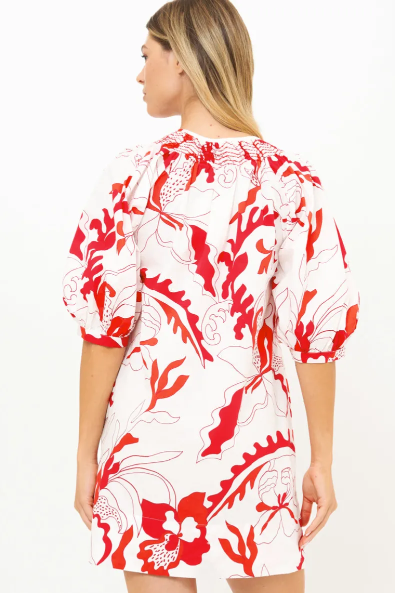 Embroidered Button Mini- Orchid Red