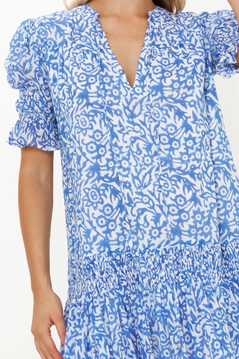 Smocked Drop Mini- Cypress Blue