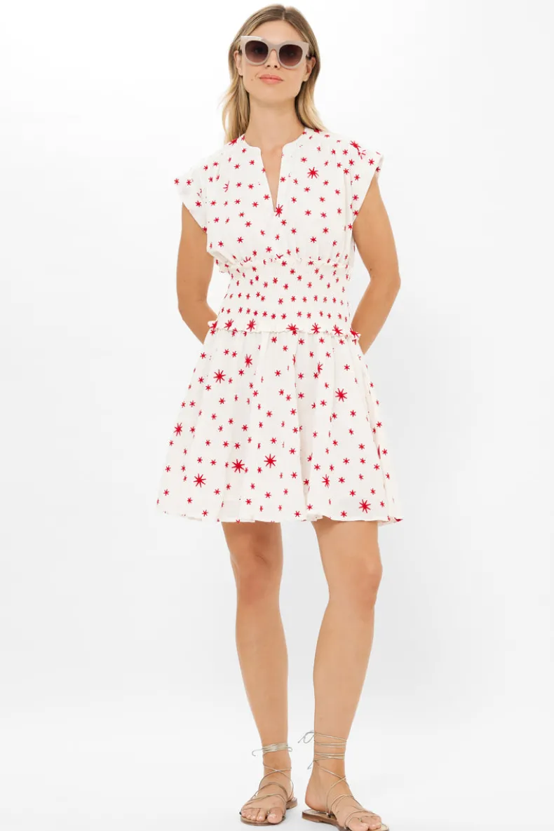 Smocked Waist Roll Sleeve- Ellsworth Red