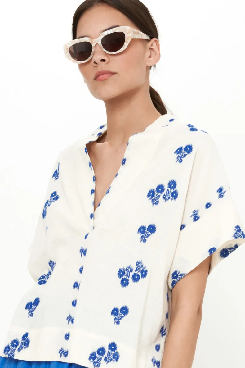V-Neck Top- Wicklow Blue
