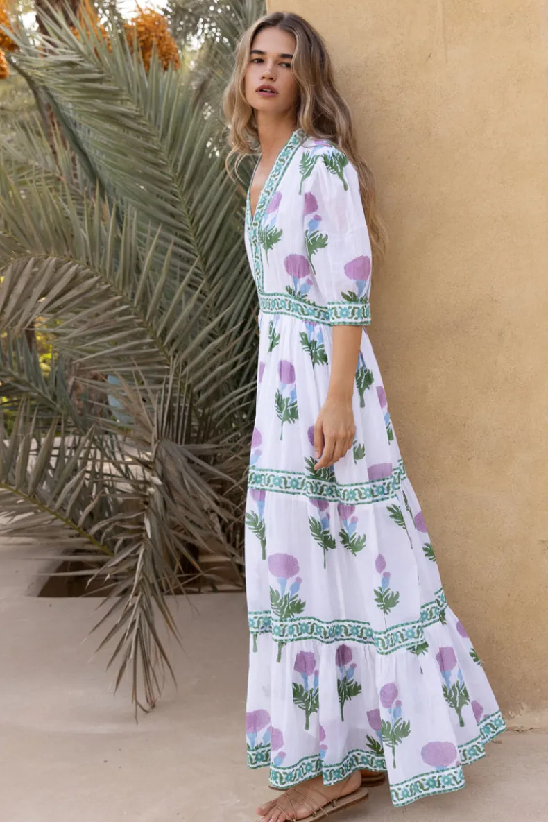 V-Neck Cuffed Maxi- Bloom Lilac