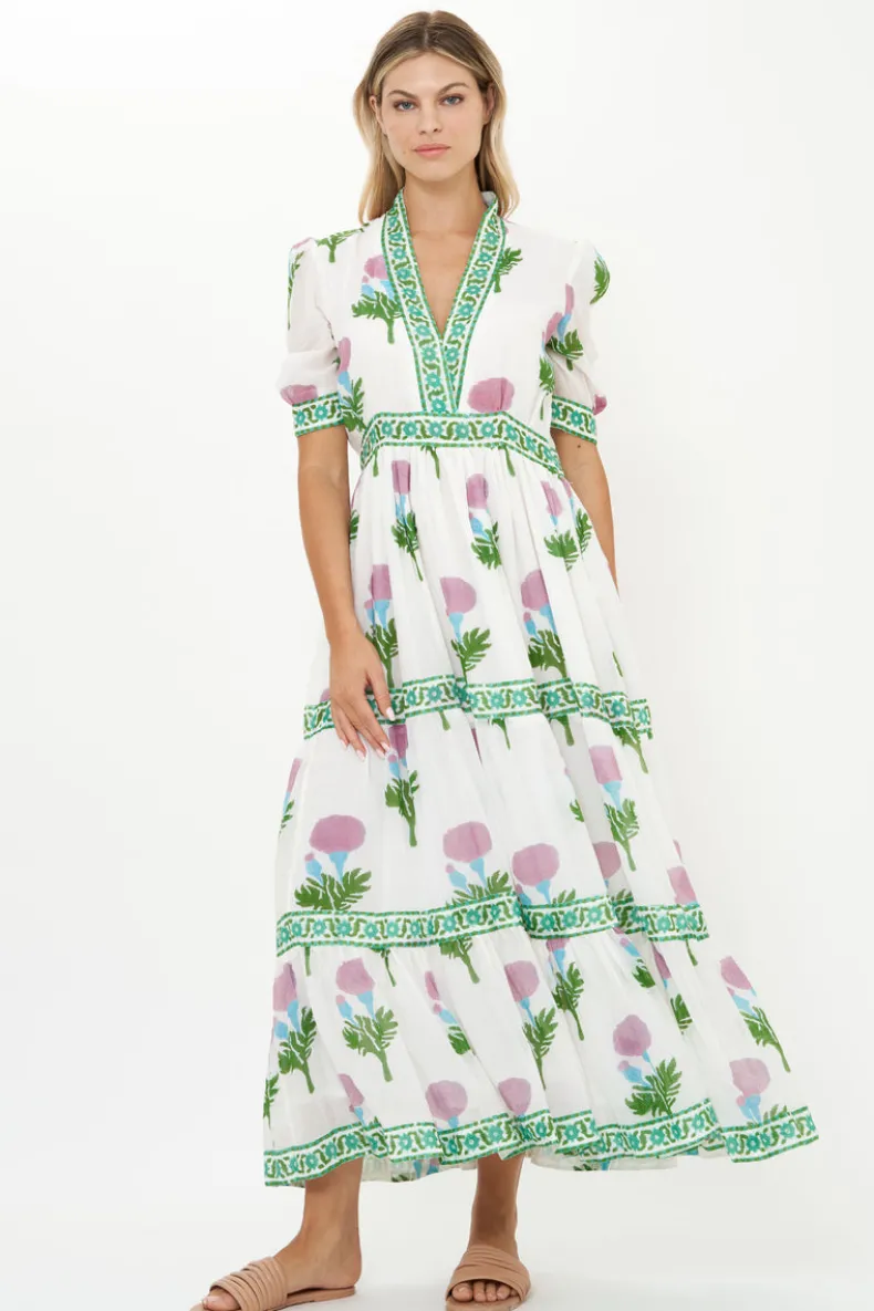 V-Neck Cuffed Maxi- Bloom Lilac