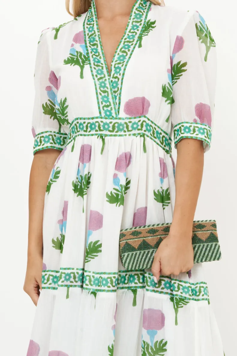 V-Neck Cuffed Maxi- Bloom Lilac