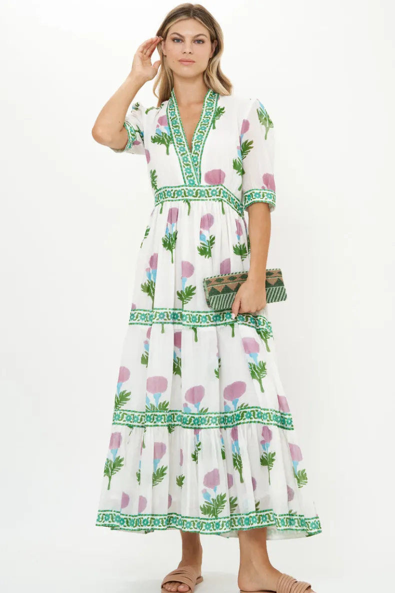 V-Neck Cuffed Maxi- Bloom Lilac