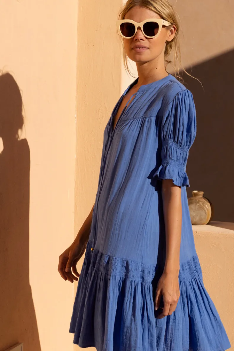 Smocked Drop Mini- Bermuda Blue
