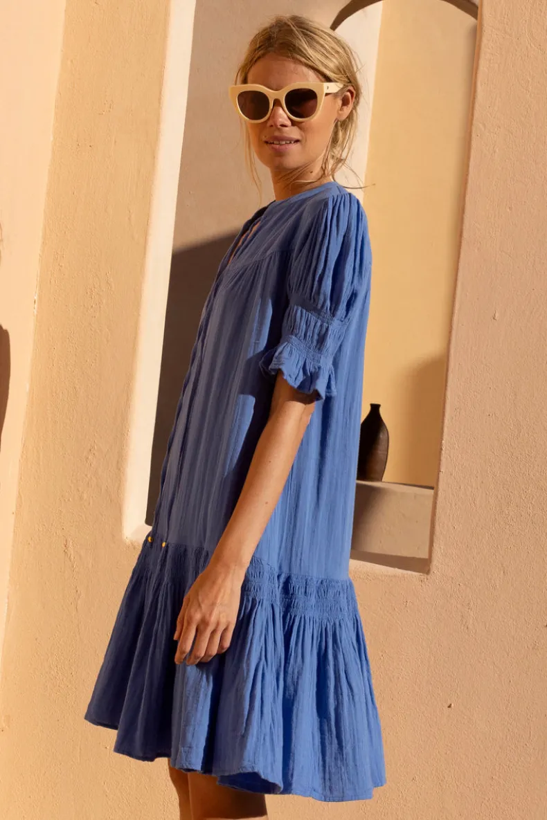 Smocked Drop Mini- Bermuda Blue