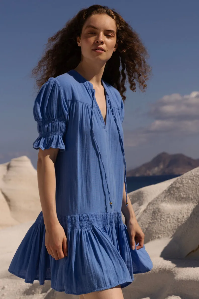 Smocked Drop Mini- Bermuda Blue