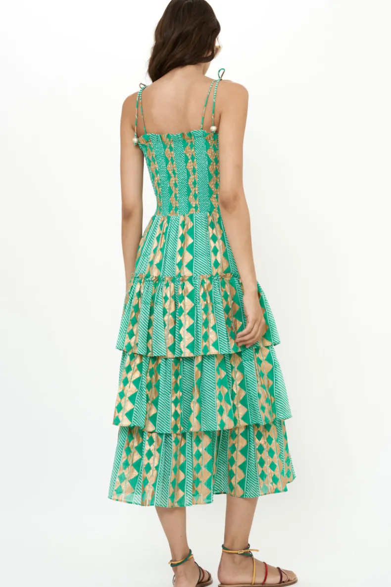 Smocked Tie Strap Midi- Ascot Teal