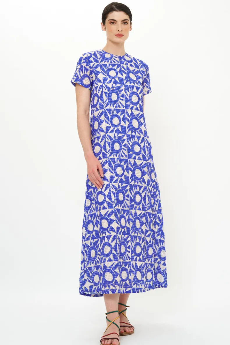 Short Sleeve Shift Maxi- Eclipse Blue