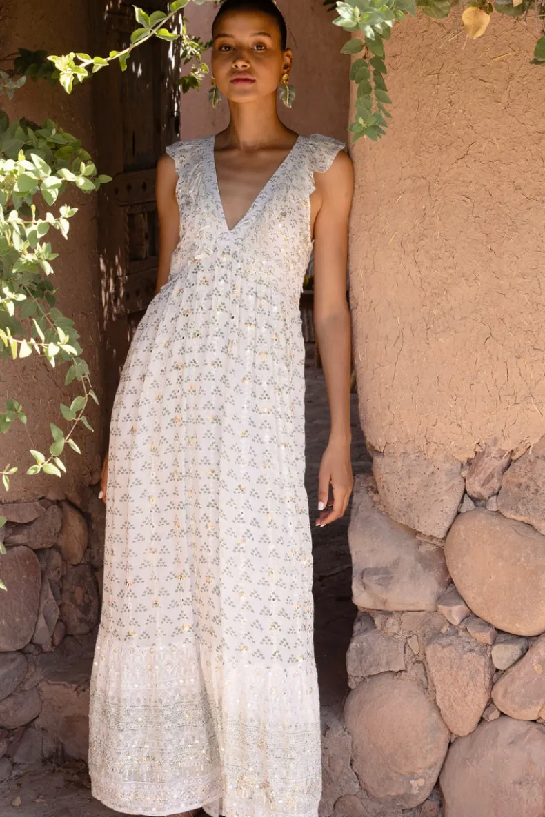 Ruffle V-Neck Maxi- Juniper Olive
