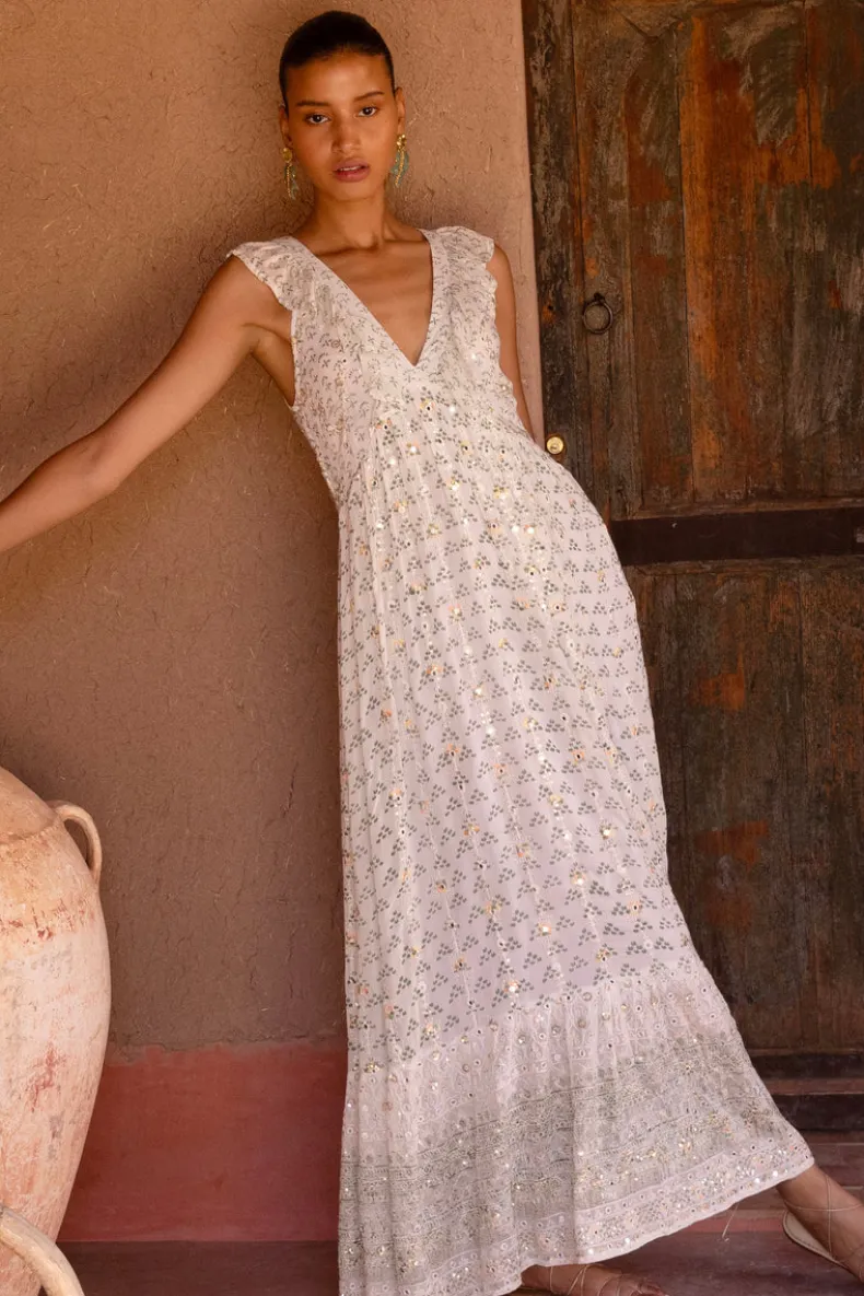 Ruffle V-Neck Maxi- Juniper Olive