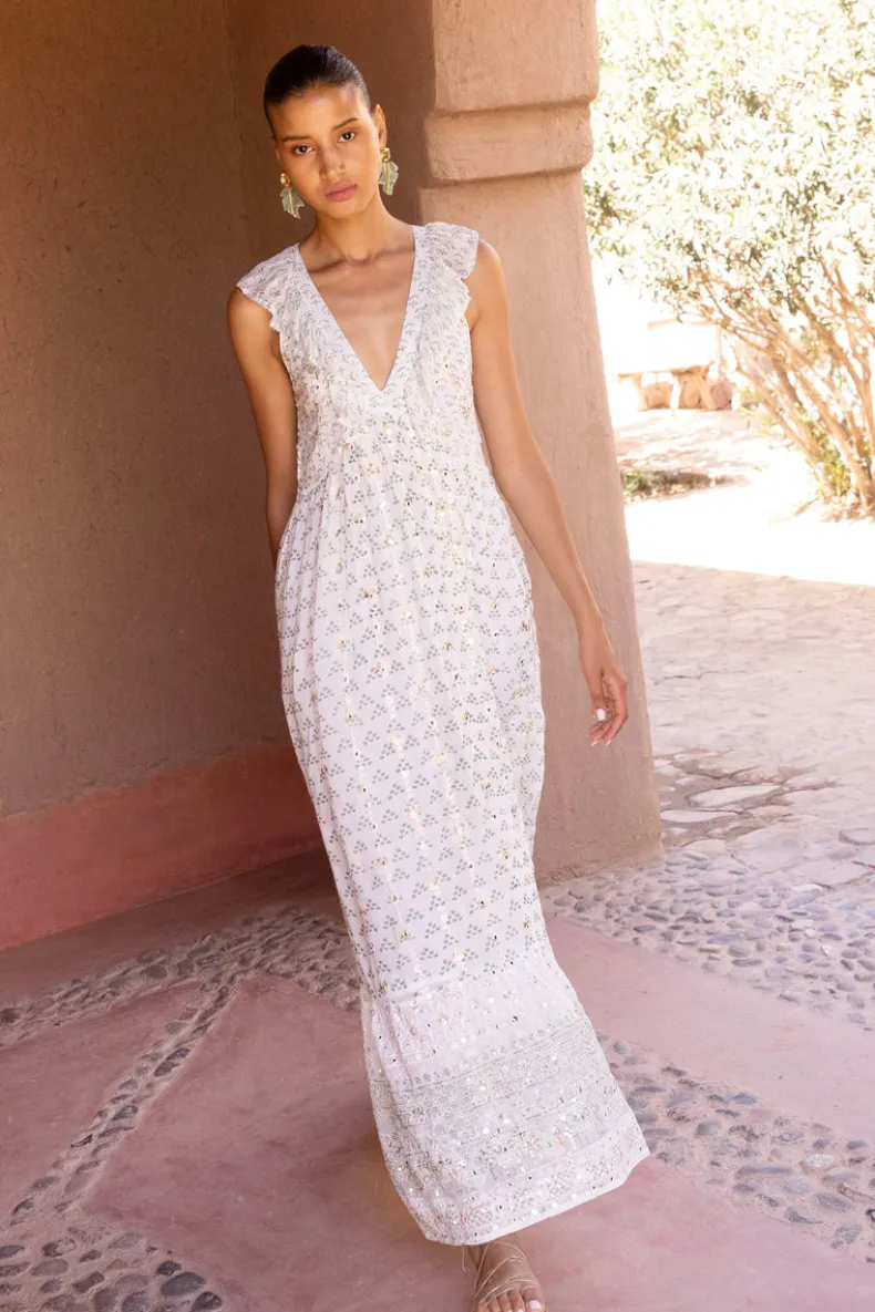 Ruffle V-Neck Maxi- Juniper Olive