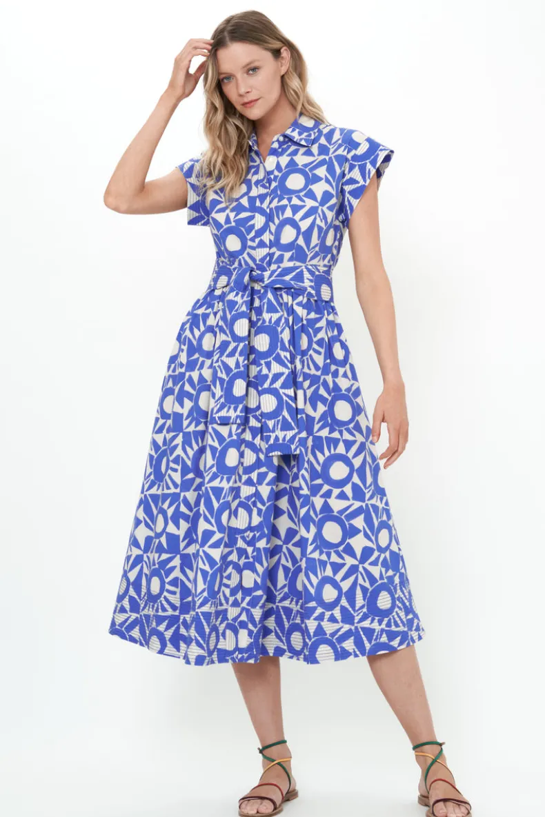 Belted Shirt Dress- Eclipse Blue