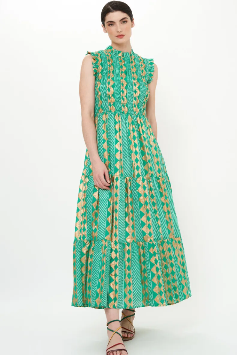 Sleeveless Smocked Maxi- Ascot Teal