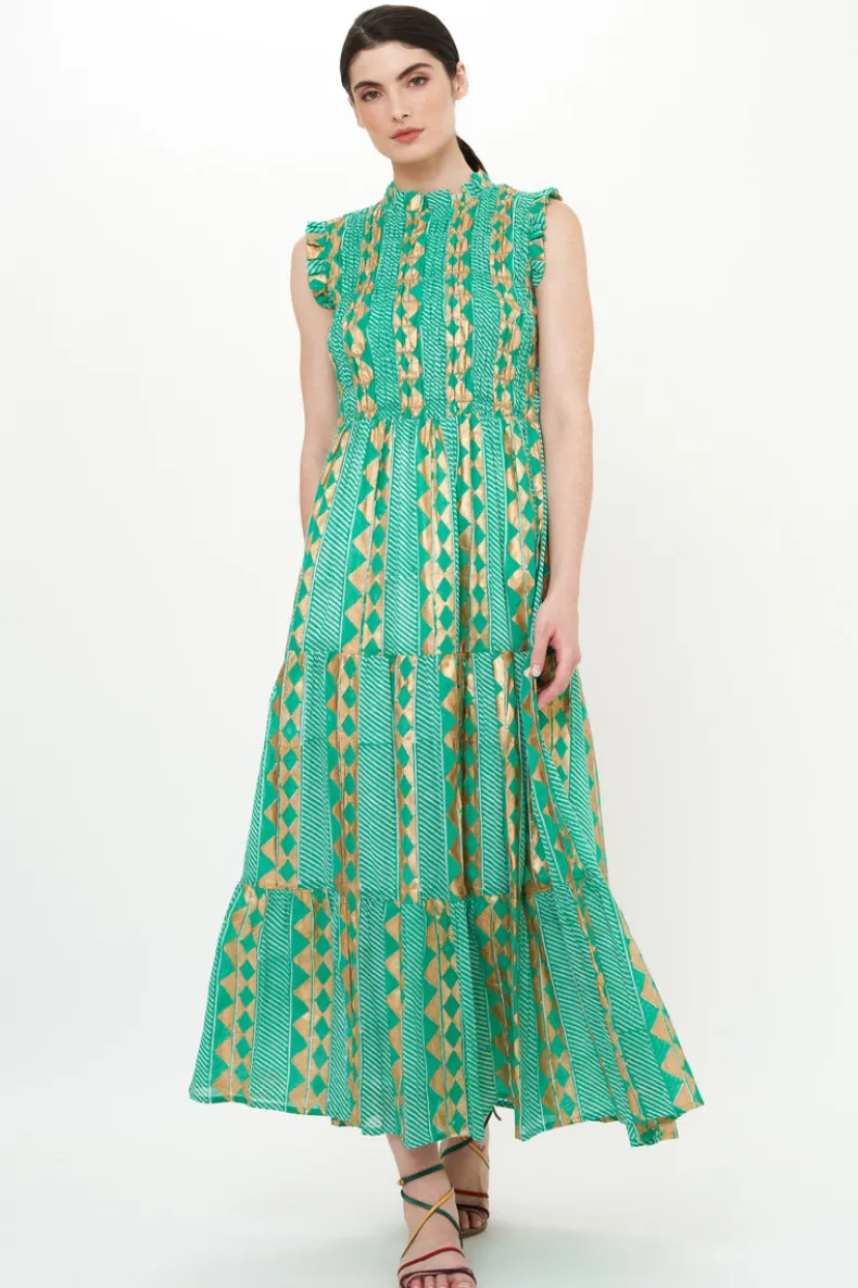 Sleeveless Smocked Maxi- Ascot Teal