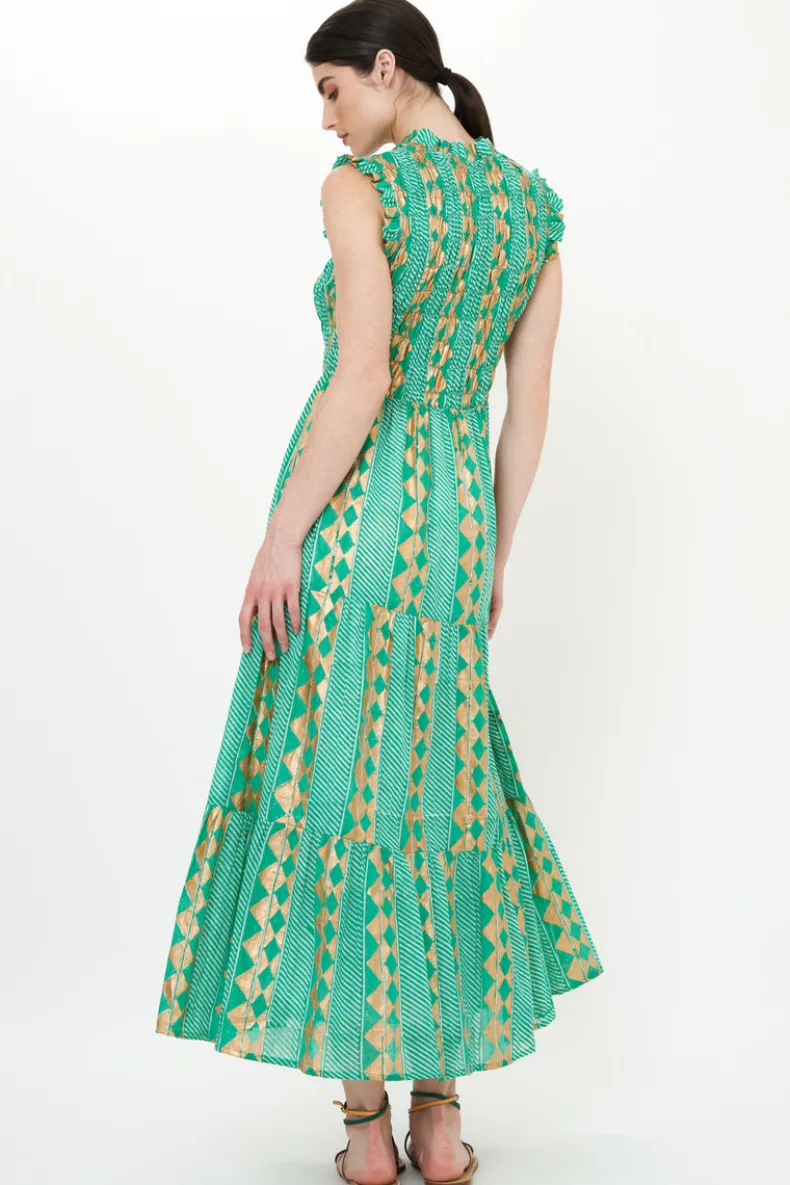 Sleeveless Smocked Maxi- Ascot Teal