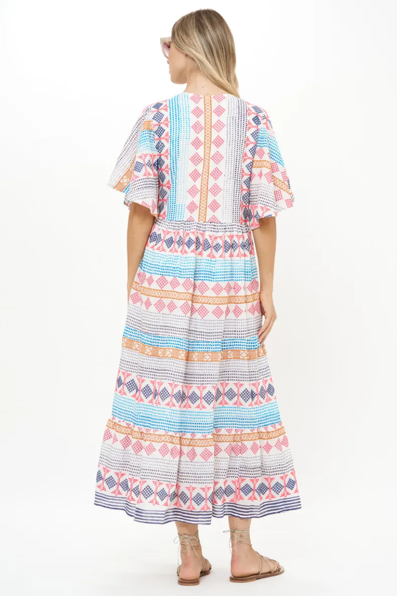 Flirty V-Neck Maxi- Casablanca Multi