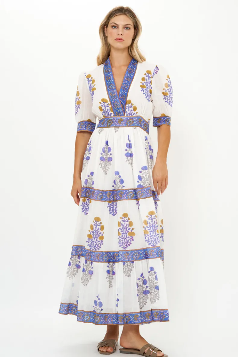 V-Neck Cuffed Maxi- Napa Blue